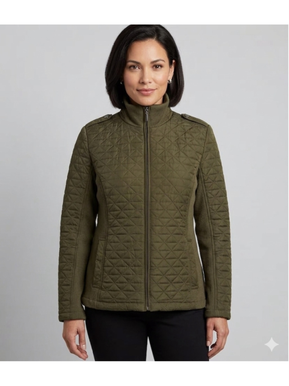 Women's Weatherproof Quilted Utility Jacket Olive XL